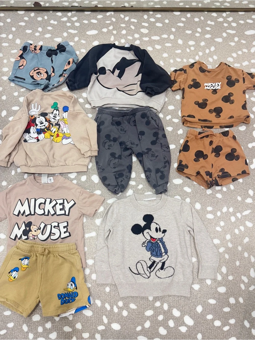 Lot of 9 Zara Kids x Disney Mickey Mouse H&M toddler baby boy set tee shorts 2pc